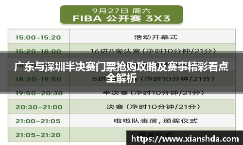 广东与深圳半决赛门票抢购攻略及赛事精彩看点全解析